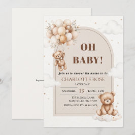 Aquarell-Teddybär-Baby-Shower-Einladung Einladung