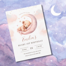 Aquarell-Teddybär-Erster Geburtstag