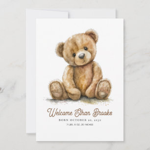Aquarell-Teddybär geschlechtsneutrale Geburt Ankündigung