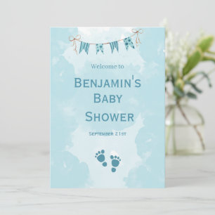 Aquarell-Teddybär-Heißluftballon-Baby-Party Einladung