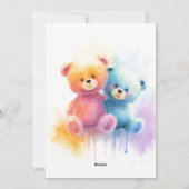 Aquarell-Teddybär-Mädchen-Dusche Pastellkarte Feiertagskarte (Rückseite)