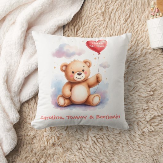 Aquarell-Teddybär-Mama Kissen (Decke)