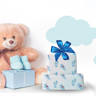 Aquarell-Teddybär mit Ballons Geschenkpapier