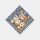 Aquarell-Teddybär mit Geburtstagsbanner ONE Serviette (Ecke)