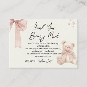 Aquarell-Teddybär mit rosa Schleife Bücher für Bab Begleitkarte