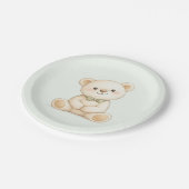 Aquarell-Teddybär-Sage-Grün Pappteller (Schrägansicht)