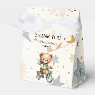 Aquarell-Teddybär-Sterne-Grün-Fahrrad-Party Geschenkschachtel