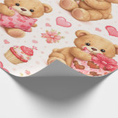 Aquarell-Teddybär-Valentinstag-Muster Geschenkpapier (Ecke)