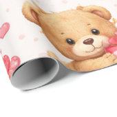 Aquarell-Teddybär-Valentinstag-Muster Geschenkpapier (Rolleneckpunkt)