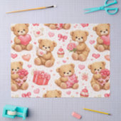 Aquarell-Teddybär-Valentinstag-Muster Seidenpapier (Basteln)