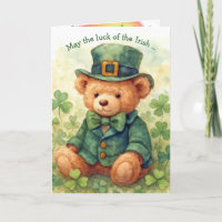 Aquarell Teddybär zum St. Patrick's Day