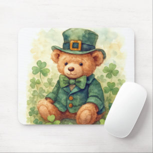 Aquarell-Teddybär zum St. Patrick's Day Mousepad