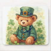 Aquarell-Teddybär zum St. Patrick's Day Mousepad (Vorne)