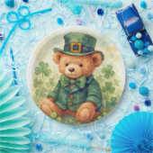 Aquarell-Teddybär zum St. Patrick's Day Pappteller (Party)