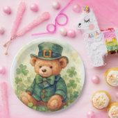 Aquarell-Teddybär zum St. Patrick's Day Pappteller (Party)