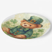 Aquarell-Teddybär zum St. Patrick's Day Pappteller (Schrägansicht)