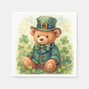 Aquarell-Teddybär zum St. Patrick's Day Serviette