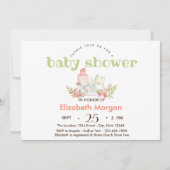 Aquarell Teekanne Blume Kinderdusche Einladung (Vorderseite)