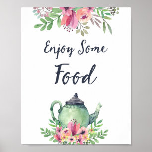 Aquarell Teekanne Genieß einige Lebensmittel Schil Poster