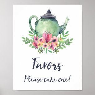 Aquarell-Teekannen-Gunstbezeigung Poster