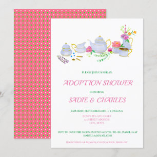 Aquarell-Teeset Adoption Baby Shower Einladung