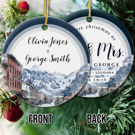 Aquarell Telluride Colorado Keramik Ornament