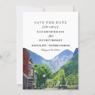Aquarell Telluride Colorado Ski Save the Date Einladung