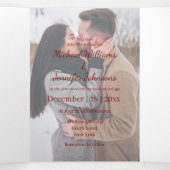 Aquarell Terracotta Herbst Braun Foto Hochzeit Dreifach Gefaltete Einladung (Innenseite Mitte)