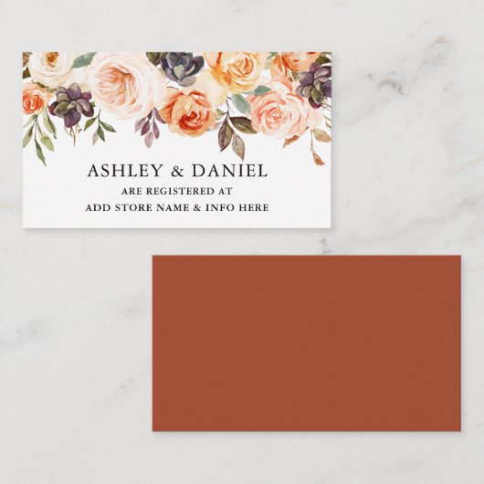 Aquarell Terracotta Hochzeitsregistrierung Begleitkarte (Vorne/Hinten)