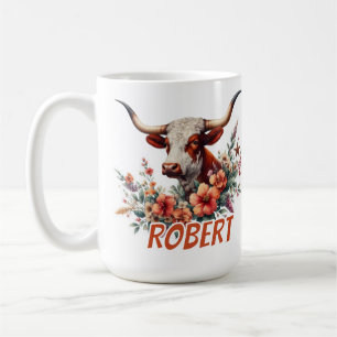 Aquarell Texas Longhorn Personalisiert Kaffeetasse