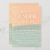 Aquarell Textile Babydusche Pfirsichgrün Einladung (Vorne/Hinten)