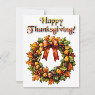 Aquarell Thanksgiving-Kranz-Topographie Feiertagskarte