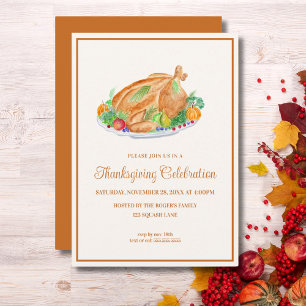 Aquarell Thanksgiving Truthahn Einladung