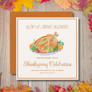 Aquarell Thanksgiving Truthahn Save The Date