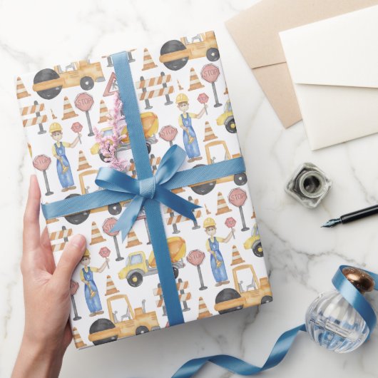 Aquarell-Thema Straßenbaustelle Geschenkpapier (Schenken)