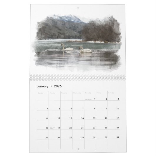 Aquarell-Tier-Kalender Kalender (Jan 2026)