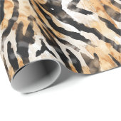 Aquarell Tiere Hautprint Safari Thema Geschenkpapier (Rolleneckpunkt)