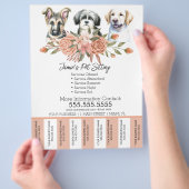 Aquarell-Tiergeschäft-Hund-Abriss-Streifen Flyer (Hand)