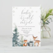 Aquarell Tierkalt Außendusche Einladung (Stehend Vorderseite)