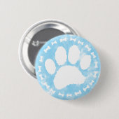 Aquarell-Tierpfotenabdruck und Knochen Blau Button (Vorne & Hinten)