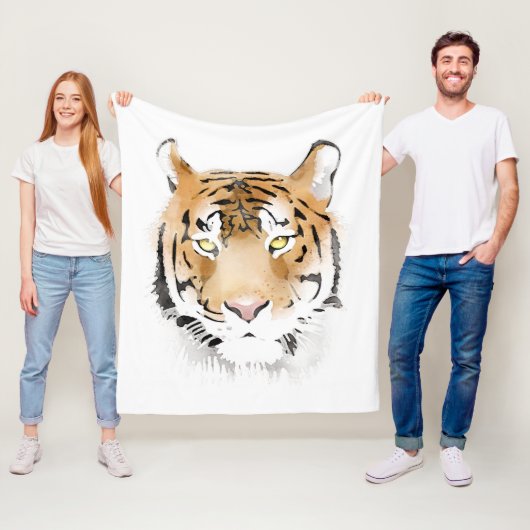 Aquarell-Tigerkopf-Tier Fleecedecke (Beispiel)