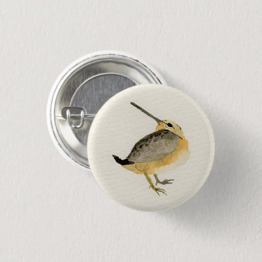 Aquarell Timberdoodle Malerei Button (Vorne & Hinten)