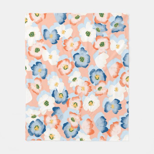 Aquarell Tinte Blume: Vintages Muster Fleecedecke (Vorderseite)