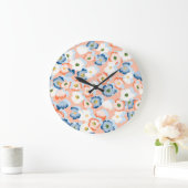 Aquarell Tinte Blume: Vintages Muster Große Wanduhr (Zuhause)