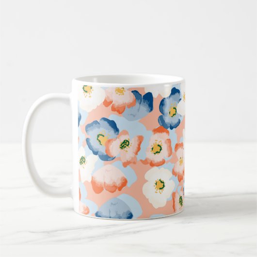 Aquarell Tinte Blume: Vintages Muster Kaffeetasse (Links)