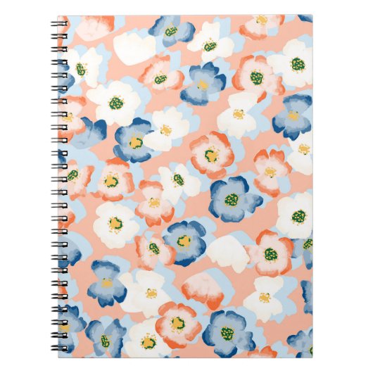 Aquarell Tinte Blume: Vintages Muster Notizblock (Vorderseite)