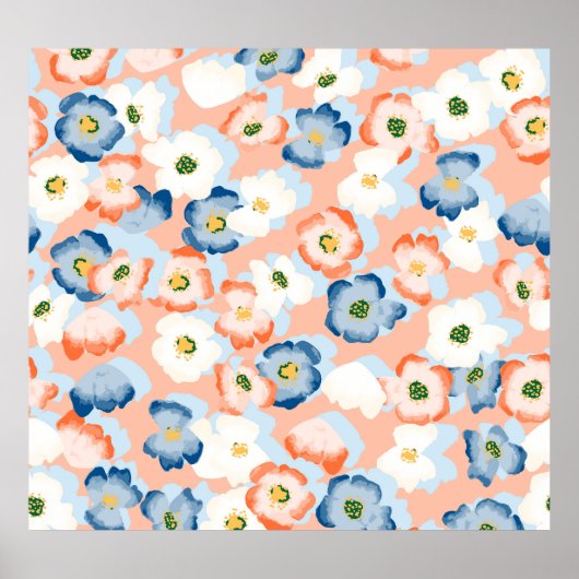 Aquarell Tinte Blume: Vintages Muster Poster (Vorne)