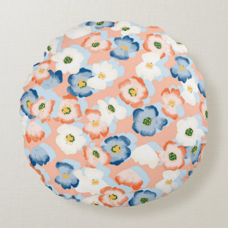 Aquarell Tinte Blume: Vintages Muster Rundes Kissen
