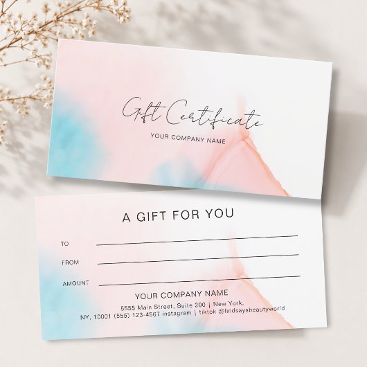 Aquarell-Tinte-Geschenkgutschein