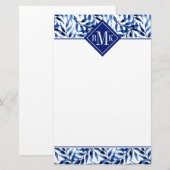 Aquarell-Tinten-Muster des Monogramm-| Briefpapier (Vorne/Hinten)